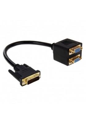 DVI 24+5 Pin Male to 2 VGA Female Splitter Cable (Black)