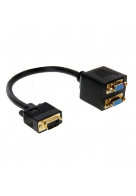 VGA Male to 2 VGA Female Splitter Cable (Black)