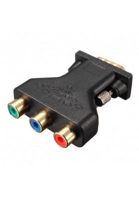 3 RCA RGB Video Female To HD15-Pin VGA Component Video Jack Adapter