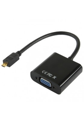 Full HD 1080P Micro HDMI Male to VGA Female Video Adapter Cable with Audio Cable (Black)