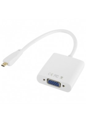 Full HD 1080P Micro HDMI Male to VGA Female Video Adapter Cable with Audio Cable (White)