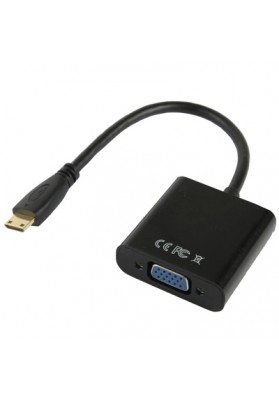 Full HD 1080P Mini HDMI Male to VGA Female Video Adapter Cable with Audio Cable(Black)