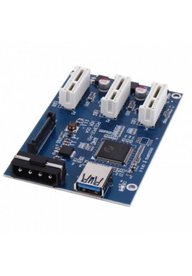 PCI-E 1 to 3 PCI Express 1 Slots Riser Card 3 PCI-E Slot Adapter PCI-E Port Multiplier Card with 60cm USB Cable (Blue)