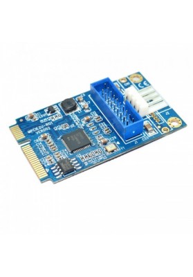 MINI PCI-E to USB 3.0 Front 19 Pin Desktop PC Expansion Card with 4 Pin Power Connection Port (Blue)