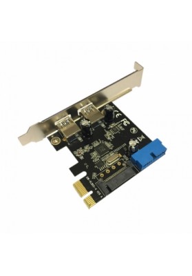 2-Port USB 3.0 + 1 SATA 3.0 Power Port SuperSpeed PCI-E Controller Card Black